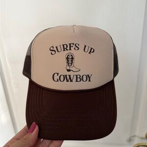 Surfs Up Cowboy Trucker Hat - Brown & Cream